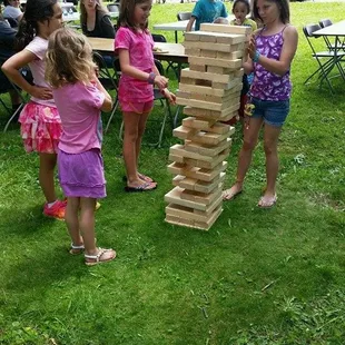 yep that&apos;s a Jenga! everybody had fun at the annual summer solstice party!
