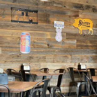 tables and chairs in a restaurant