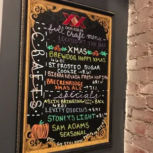 Craft beer menu.