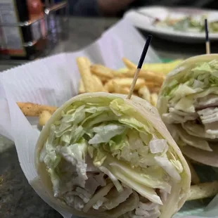 Turkey wrap, my favorite. Has real funky Swiss on it, not that fake white American cheese