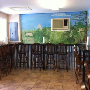 Bar seating indoors.