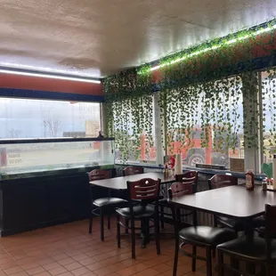 Inside from the furthest seat in the middle