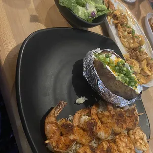 Grilled Shrimp with Side and Salad