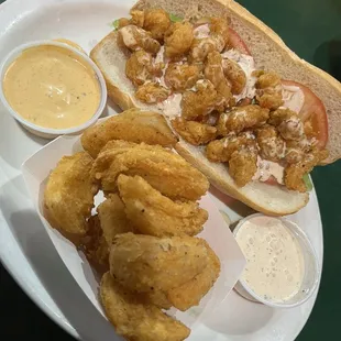 Crawfish Po&apos; Boy w/ Onion Pedals which were very good.
