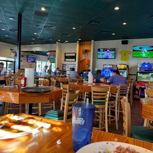 a view of the dining area
