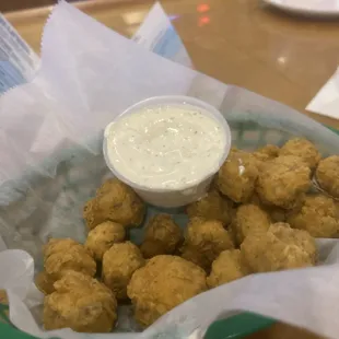 Hand breaded button mushrooms