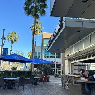 Front of outside seating and bar