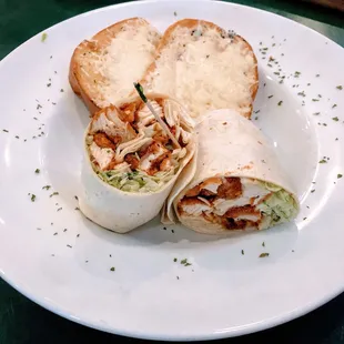 Buffalo Chicken Wrap w/ Cheesy Garlic Bread
