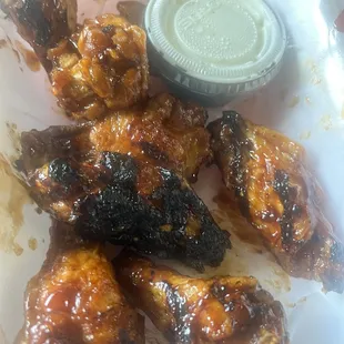 Carbonized hot teriyaki wings
