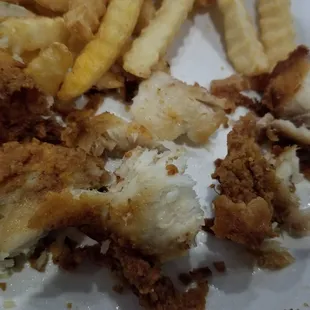 Very dry remnants of my fish sandwich- totally over cooked