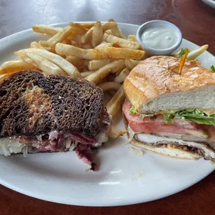 Friend and I split a Reuben &amp; fried chicken sandwich. Both excellent