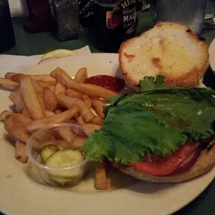 Chuck burger with fries substituted for chips