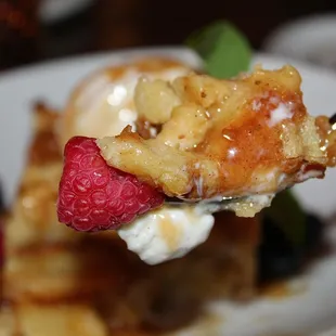 The bread pudding had our mouths watering. The dessert was baked to perfection and had a wonderful cakey, custardy texture.