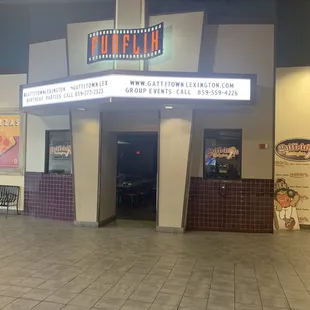 the entrance to a movie theater