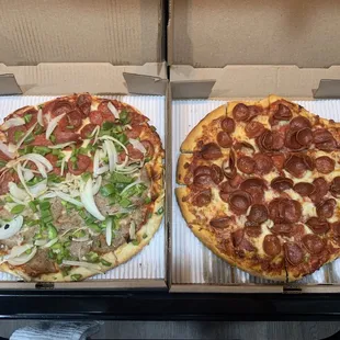 Two 12 inch pizzas