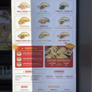 a menu for a restaurant