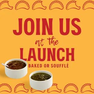 two bowls of gaucho empanadas with the words join us at the launch baked