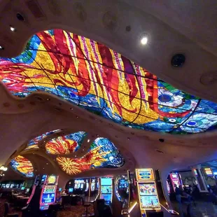 a colorful stained glass ceiling
