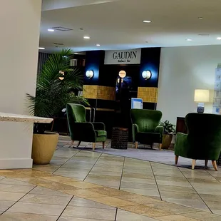 Gaudin is located inside at The Barrymore Hotel l9bby to the left as you enter.