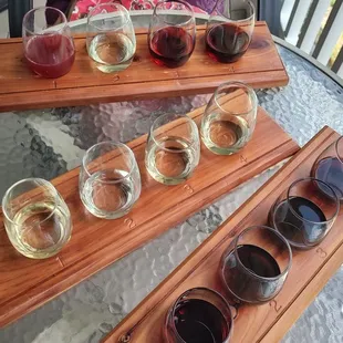 Sweet wine, white wine and red wine flight