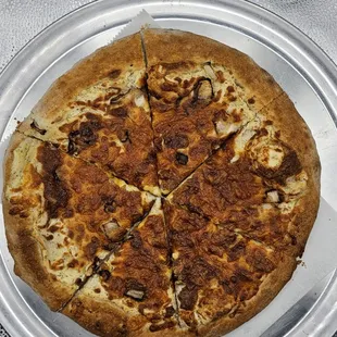 Pierogi Pizza 
Garlic better sauce with mashed potato and onion with cheese and cheddar cheese