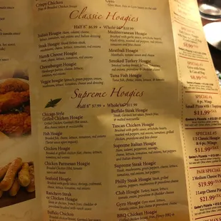 the menu