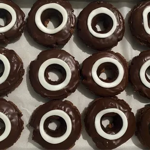 Chocolate donuts made into tires!