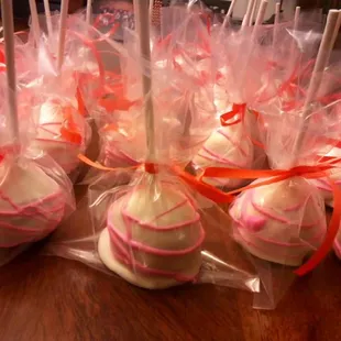 a table of cake pops