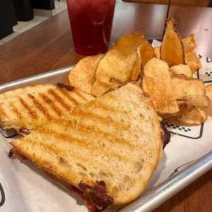 Classic grilled cheese (add bacon) and chips.