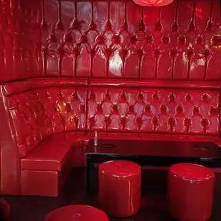 red leather booths