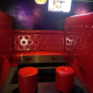 a red booth