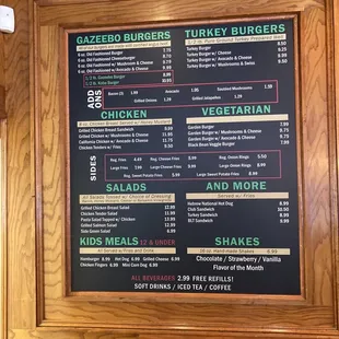 menu and prices