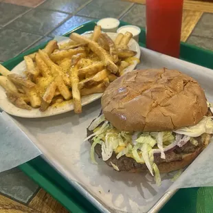 The Gazeebo Burger (1/2 lb.) &amp; Cheese Fries