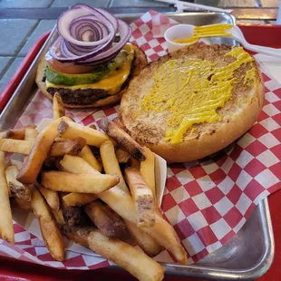 Classic cheeseburger with avocado