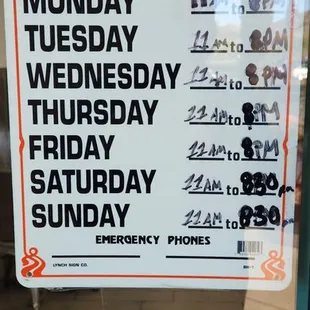 Hours as of 11/15/2022