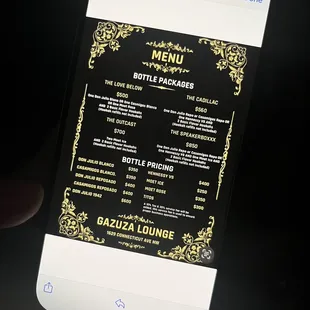 a menu on a phone