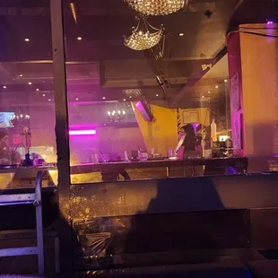 a view of an airport at night