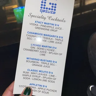 Cocktail Menu
