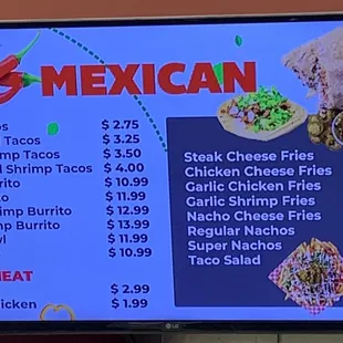 Food court menu