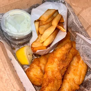 Cod &amp; chips -- half portion