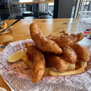 The full portion of fish and chips. Could probably feed two!