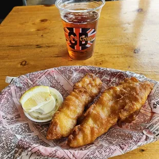 My half order of fried cod + Iced tea