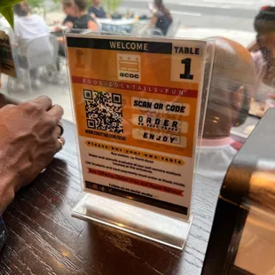 Order system at tables
