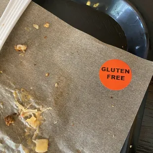 Gluten free sandwich marked
