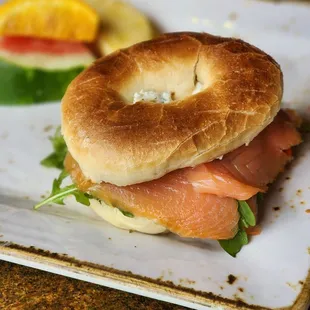 Smoked Salmon Bagel Sandwich