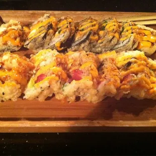 Top to bottom: Tiger Eye Roll, Geisha Roll