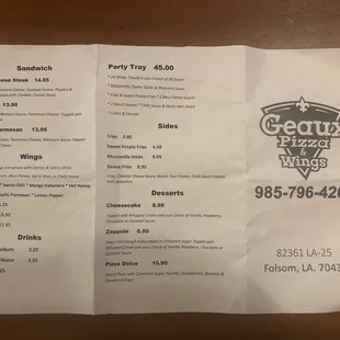 Menu part 1