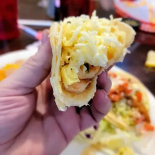 Shrimp taco bite view