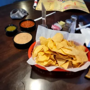 Chips  salsa and beans