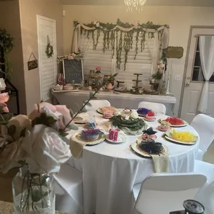 Set up for tea party of 7